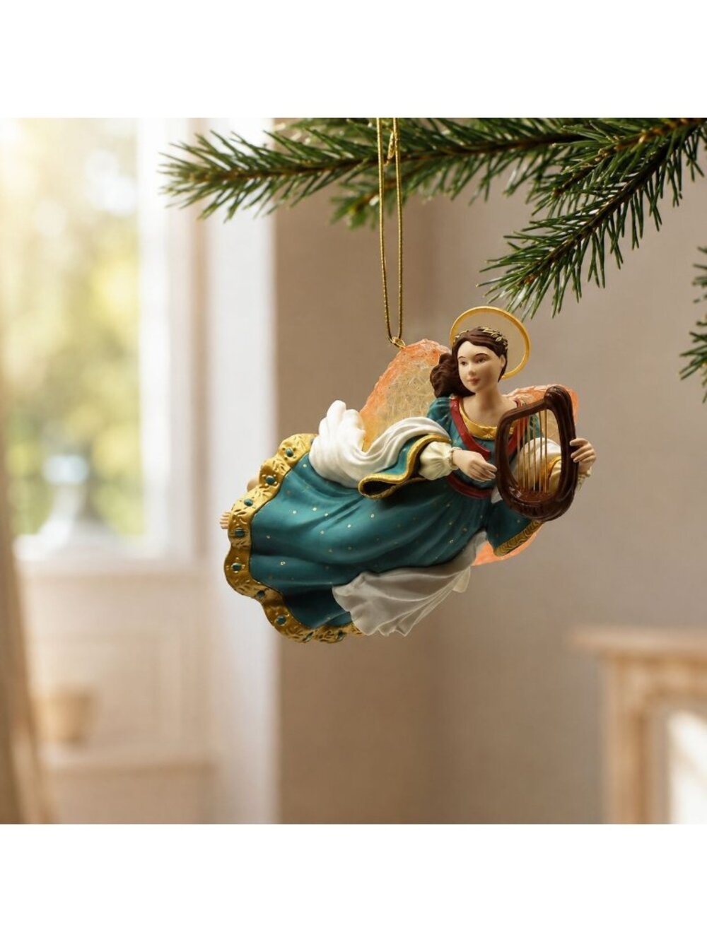 Hallmark Heavenly Melody Angel With Harp Ornament Boxed 1998